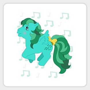 Green pegasus with music notes Magnet